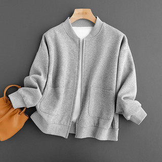 广州十三行高货!2024早秋新款圆领宽松棒球服外套女纯色夹克上衣