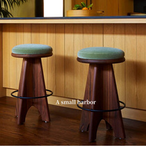 Nordic minimalist solid wood bar stool high stool designer creative bar chair walnut bar stool retro island stool