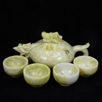 Office wine cabinet ornaments Xiu jade faucet tea set ornaments Lantian jade zodiac dragon set ornaments gift giving A111