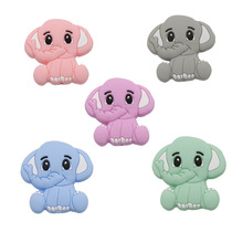 5pcs Silicone Teether Beads BPA Free Mini Elephant Animal Be