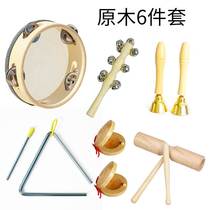 Set of 6 logs sand hammer double ring percussion instrument soundboard drum Orff tube bell set for children