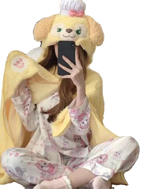 Vockoo Blanket Cape Shawl Office Nap Blanket Leisure Air Conditioning Blanket Cartoon Hooded