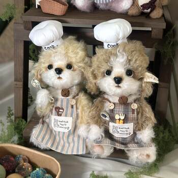Vockoo High-End Doll Chef Puppy Handmade Jointed Doll Imported Mohair Birthday Christmas New Year Gift