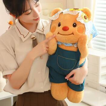 British Vockoo Denim Butter Bear Doll Teddy Bear Pillow Doll Children's Girls Birthday Gift