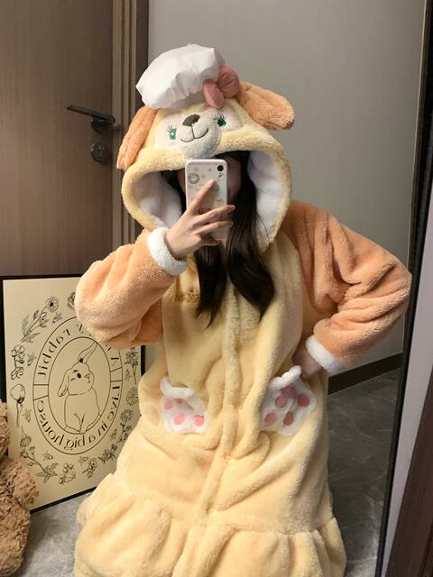 Vockoo Coral Fleece Pajamas for Women, Winter Thickened New Style Autumn and Winter Sleepwear, Plush Loungewear