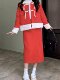 Red Christmas and New Year Festive Outfit Set, Fashionable Two-Piece Set for Spring, Autumn, and Winter, Long Skirt and Jacket