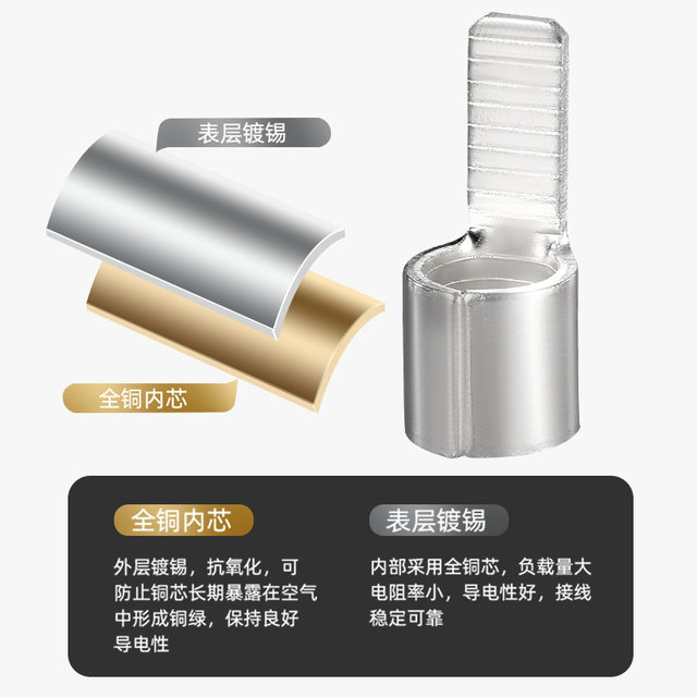 Chongxiangwang-01 Circuit Breaker C45 Plug-In Terminal C45 Pin-Shaped Copper Bare Terminal Wire Connector Copper Nose