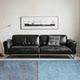 Government subsidizes second-hand Bauhaus obsidian leather living room straight-row stainless steel Italian-style black first-layer cowhide sofa