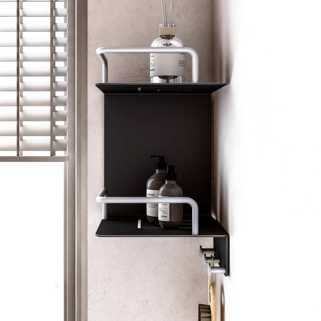 German space aluminum bathroom rack bathroom punch-free corner rack bathroom wall-mounted cosmetics storage rack