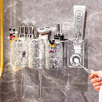 German Toothbrush Storage Rack Accessible Luxury Bathroom Punch-Free Wall-Mounted Bathroom Toothbrush Cup Mouthwash Cup Storage Rack