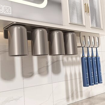 German Magnetic Toothbrush Storage Rack Bathroom Punch-Free Mouthwash Cup Toothbrush Cup Wall-Mounted Bathroom Storage Rack
