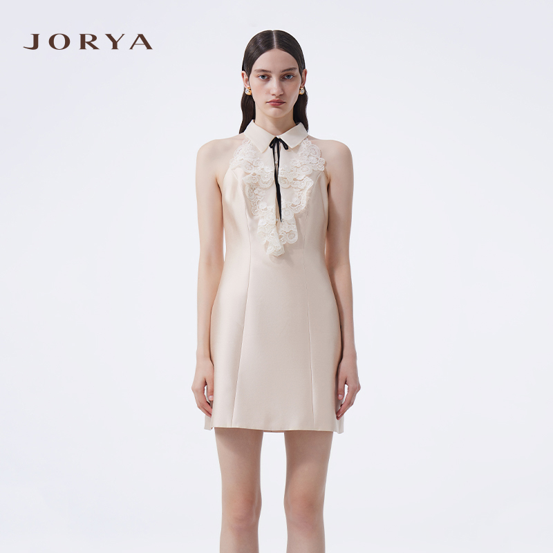 [Same Style as Zhao Lusi] Jorya Spring and Autumn Halter Neck Slim-Fit Pink Dress Short Skirt for Women Q121401B