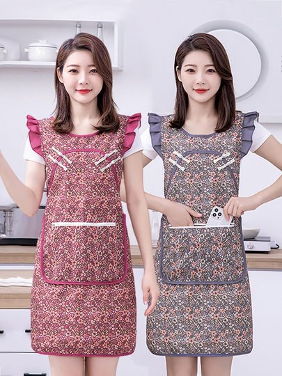 国风复古棉布围裙罩衣女上班干活工作服厨房家用做饭旗袍坎肩围腰