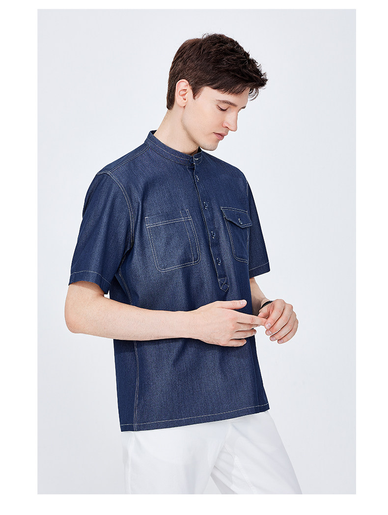 Джинсовая рубашка [凉感]navigare意大利小帆船蓝色牛仔衬衫男短袖夏季休闲 𫔮衬衣外套