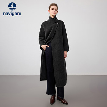 Sailboat black casual woolen coat
