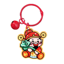 Cartoon New Year God of Wealth Keychain Acrylic God of Wealth Bell Keychain Student Pendant Small Gift Trend 3088