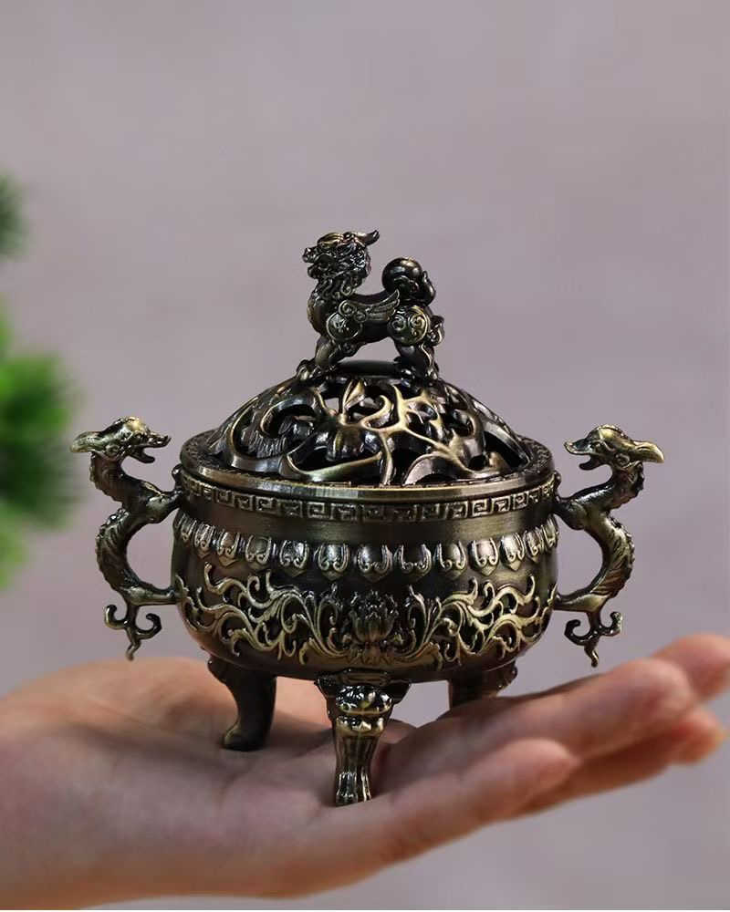 大珍品 貴重 精銅細工 香炉 熏香炉 古仏具 稀少 逸品仏具 大珍品 貴重 銅製 香炉 熏香炉 古仏具 稀少