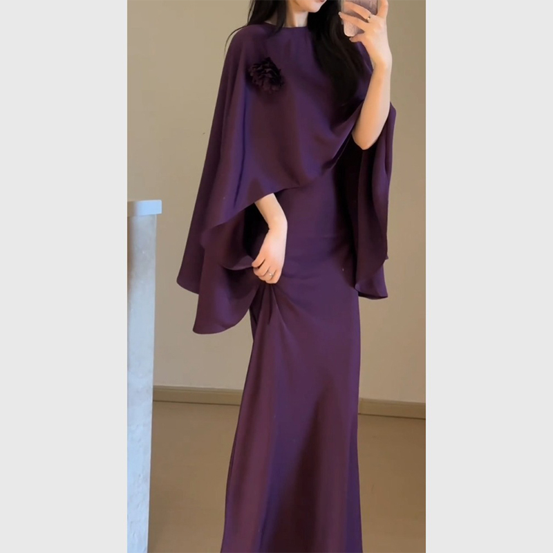 Mature and Classy Feminine Purple Shawl Dress Two-Piece Set 2026 Light Luxury High-End Sexy Mature Lady Long Dress Mature and Classy Feminine Purple Shawl Dress Two-Piece Set 2026 Light Luxury High-End Sexy Mature Lady Long Dress