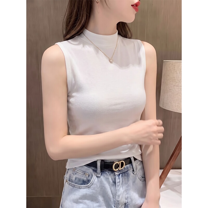 Half-High Collar Vest for Women 2026 New Early Autumn Slim Fit White Stylish Sleeveless Top for Women Half-High Collar Vest for Women 2026 New Early Autumn Slim Fit White Stylish Sleeveless Top for Women