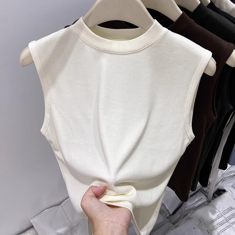 Half-High Collar Ribbed Vest for Women 2026 New Summer Slim Fit Solid Color Stylish Sleeveless Top for Inner or Outer Wear Half-High Collar Ribbed Vest for Women 2026 New Summer Slim Fit Solid Color Stylish Sleeveless Top for Inner or Outer Wear