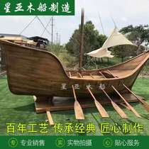 Water sightseeing pirate canvas boat exhibition hall model European antique decorative wooden boat