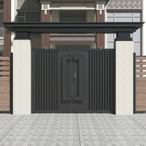 Iron outdoor villa shutter door aluminum art rural self-built house yard gate electric double-open courtyard gate building