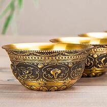 Tibetan Tibetan supplies pure copper eight auspicious water bowl water supply cup bowl carved pure copper water bowl set of 7
