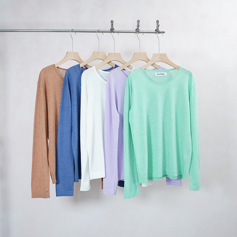 Azure Pepper Spring/Summer m Bean Knit Pullover | Clear and Misty Feel, Unlock a Relaxed Summer Look