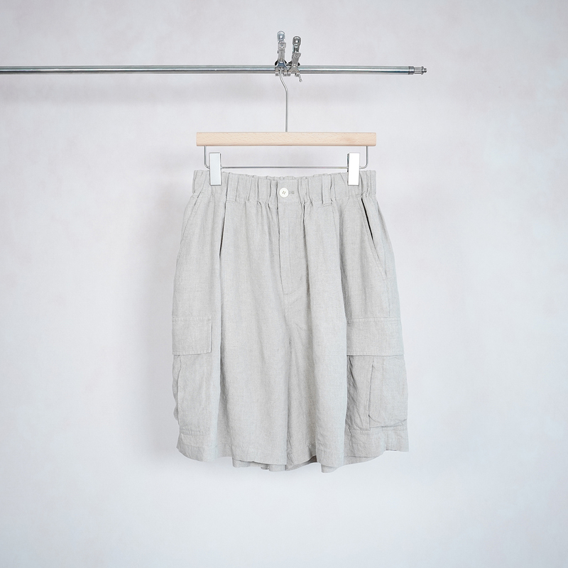 Azure Pepper Dry-Textured Slightly Wrinkled Rain-Dew Linen Three-Dimensional Patch Pocket Work Shorts Azure Pepper Dry-Textured Slightly Wrinkled Rain-Dew Linen Three-Dimensional Patch Pocket Work Shorts