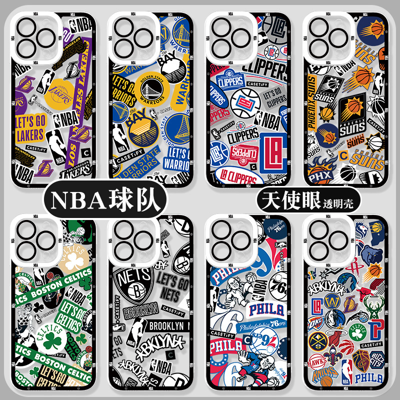 Nba Basketball Apple 17 Pro Max Phone Case iPhone 16 Pro Suitable for 14/15 Lakers XS Max Warriors 13/12 Mini Clippers 11 Trendy Xr Men's X Transparent 7 Full Coverage 8 Plus Anti-Drop 6S