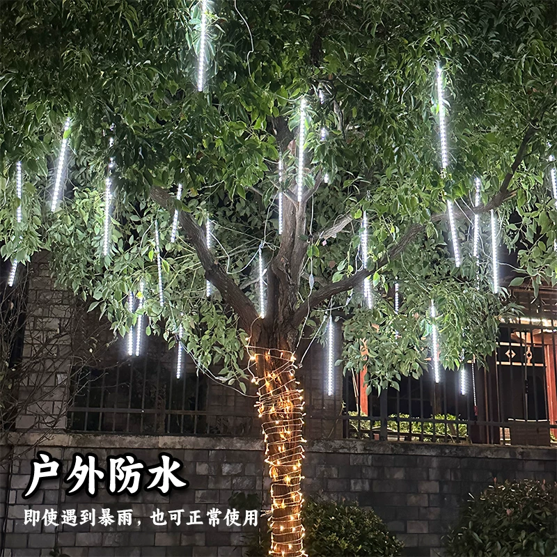 Метеоритный дождь LED-огни цветные мигающие гирлянды звёздные уличные водонепроницаемые светильники атмосфера двор декор висячие огни на деревьях