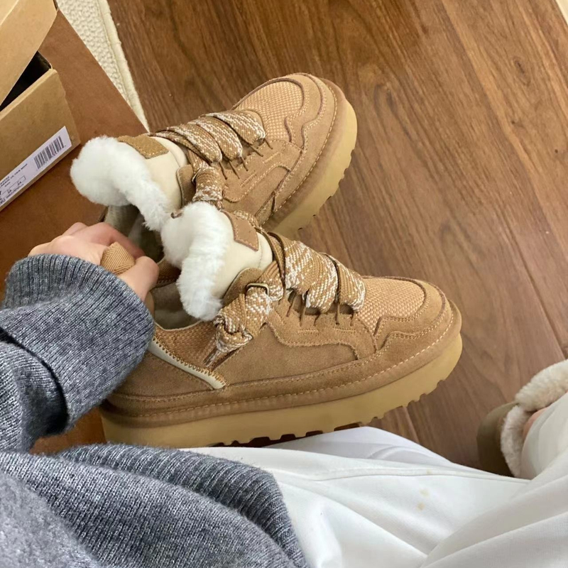 Sheepskin Integrated Snow Boots for Women 2026 Winter New Lace-Up Slip-On Non-Slip Warm Sports Casual Cotton Shoes Sheepskin Integrated Snow Boots for Women 2026 Winter New Lace-Up Slip-On Non-Slip Warm Sports Casual Cotton Shoes