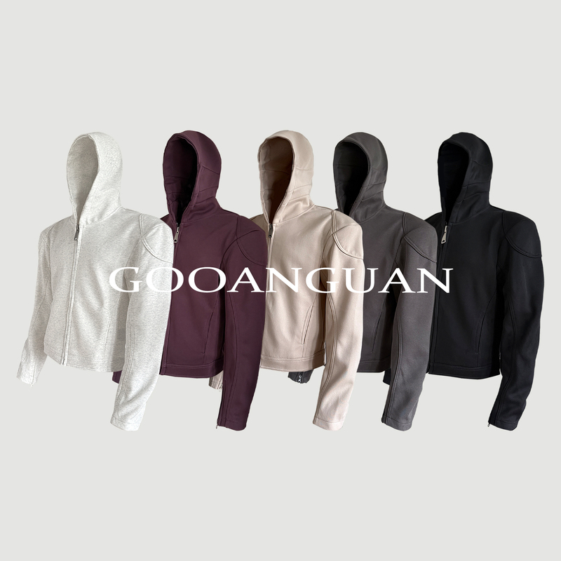 Ultra-Short Regular Shoulder Biker Zipper Sweatshirt 360g Solid Color Cleanfit Stand Collar Cardigan Jacket Autumn Hoodie Ultra-Short Regular Shoulder Biker Zipper Sweatshirt 360g Solid Color Cleanfit Stand Collar Cardigan Jacket Autumn Hoodie