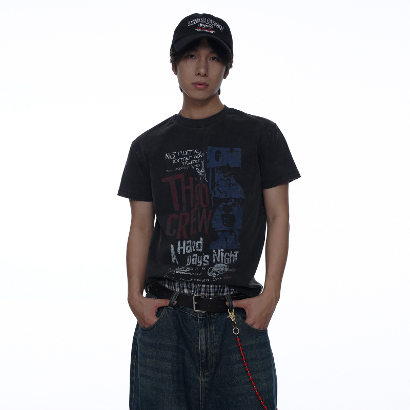 Th90Crew Versatile Fit Dual Version White Ink Printed Rock T-Shirt Th90Crew Versatile Fit Dual Version White Ink Printed Rock T-Shirt