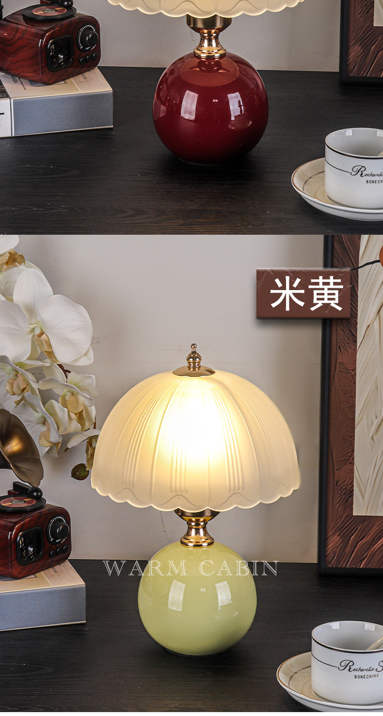 Прикроватный светильник 水母台灯卧室床头灯北欧高级感中古法式浪漫田园奶油风氛围小夜灯