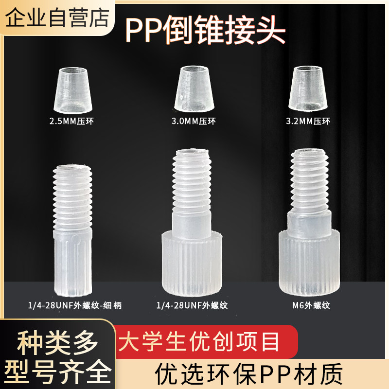 聚四氟软硬管转换接头压环外螺纹快拧套管接头G1/4铁氟龙倒锥接头