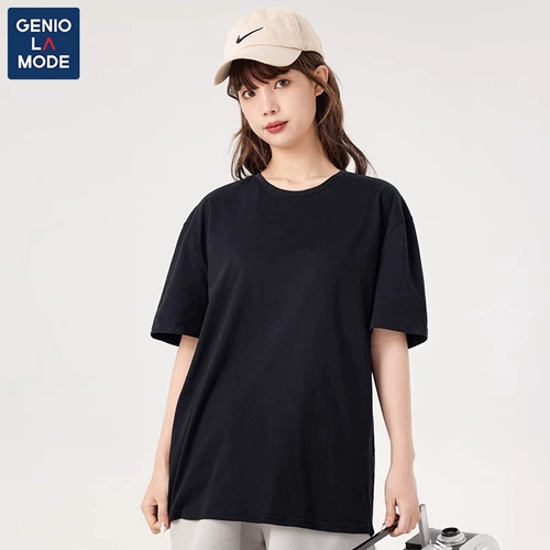 Летняя хлопковая небольшая футболка с коротким рукавом, свободный крой