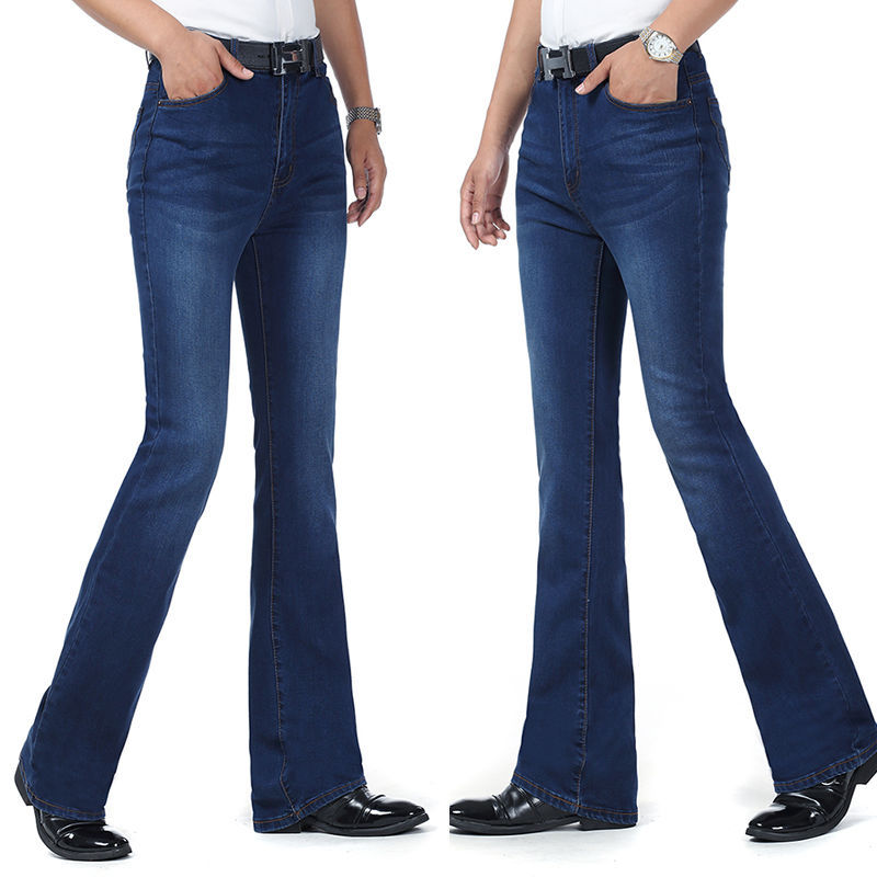 2024 Summer Men's Korean Style Trendy Denim Flared Pants Slim Fit Stretch Men's Clothing Small Flare Jeans Fashion Retro