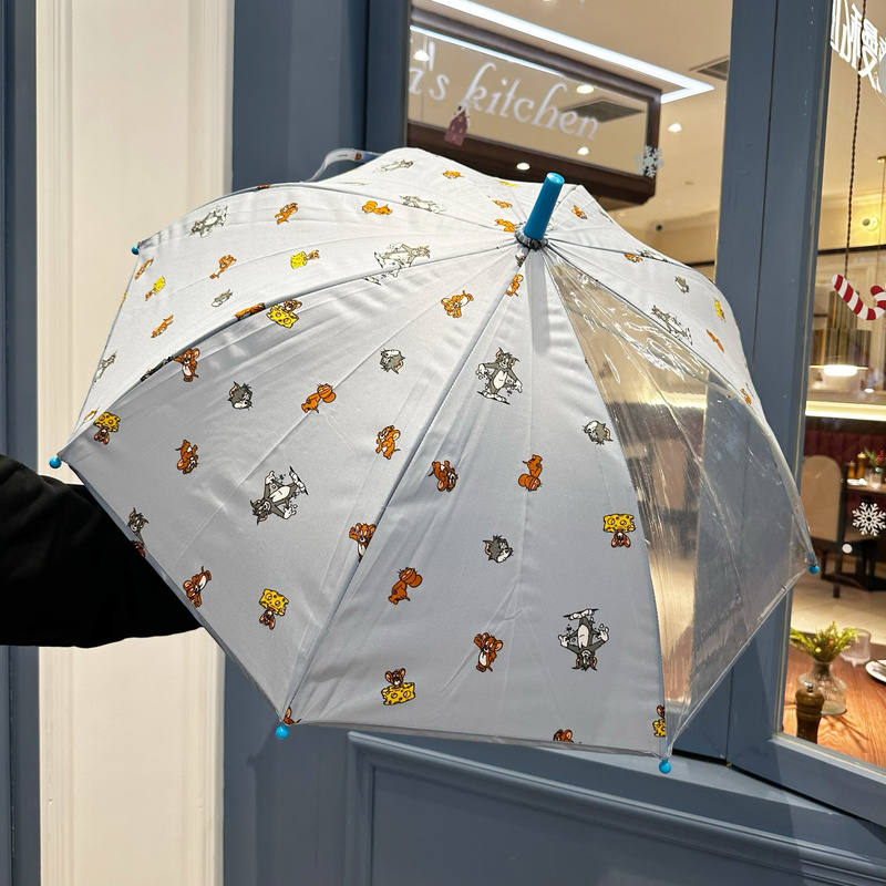 Japanese Children's Umbrella with Long Straight Handle, Safety Reinforced, Thickened, Manual, Dual-Use for Sun and Rain, for Boys and Girls