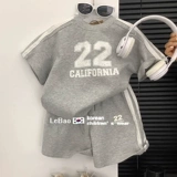 Спортивный костюм для мальчиков, летняя детская летняя одежда, шорты для отдыха, комплект, короткий рукав