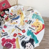 Мультяшная хлопковая летняя детская милая радужная футболка с коротким рукавом для мальчиков, в западном стиле