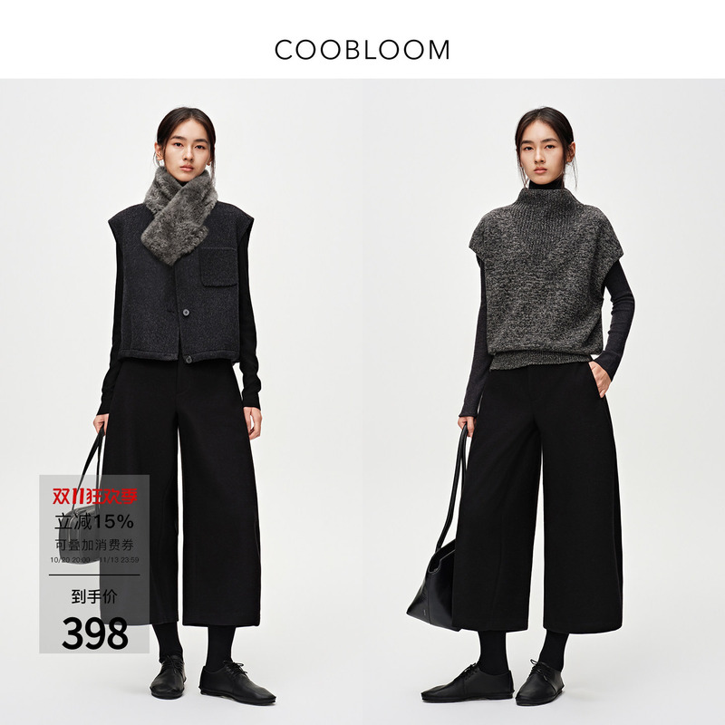 Coobloom Wool Cropped Pants for Women 2026 New Autumn and Winter Casual Pants Slimming Woolen Seven-Point Pants Hot Sale