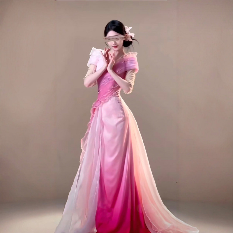 Music Student's Ethnic Vocal Performance Exam Dress, Light Luxury, High-End Feel, Guzheng Performance Costume, Elaborate Host Annual Meeting Dress Music Student's Ethnic Vocal Performance Exam Dress, Light Luxury, High-End Feel, Guzheng Performance Costume, Elaborate Host Annual Meeting Dress