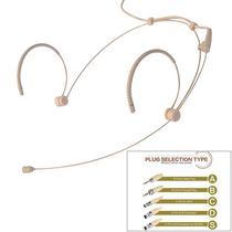 Beige Double Earhook Headset Mic 3 5mm 3 Pin 4 Pin XLR Plug