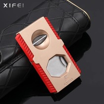 XIFEI cigar scissors three-in-one zinc alloy multifunctional cigar V-shaped scissor tool set hole punch high-end