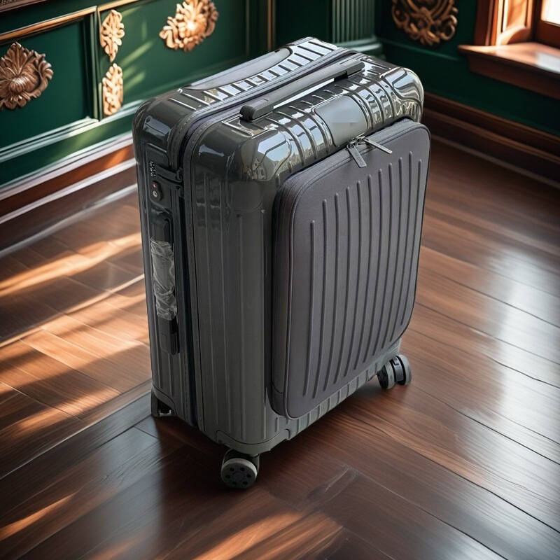 German R Brand Suitcase with Front Opening, Multifunctional Travel Suitcase, Large Capacity Trolley Case for Men, Password Lock Suitcase