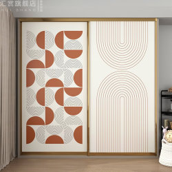 Simple lines bedroom wardrobe sliding door sticker glass sticker sliding door renovation wallpaper self-adhesive elevator door thick waterproof