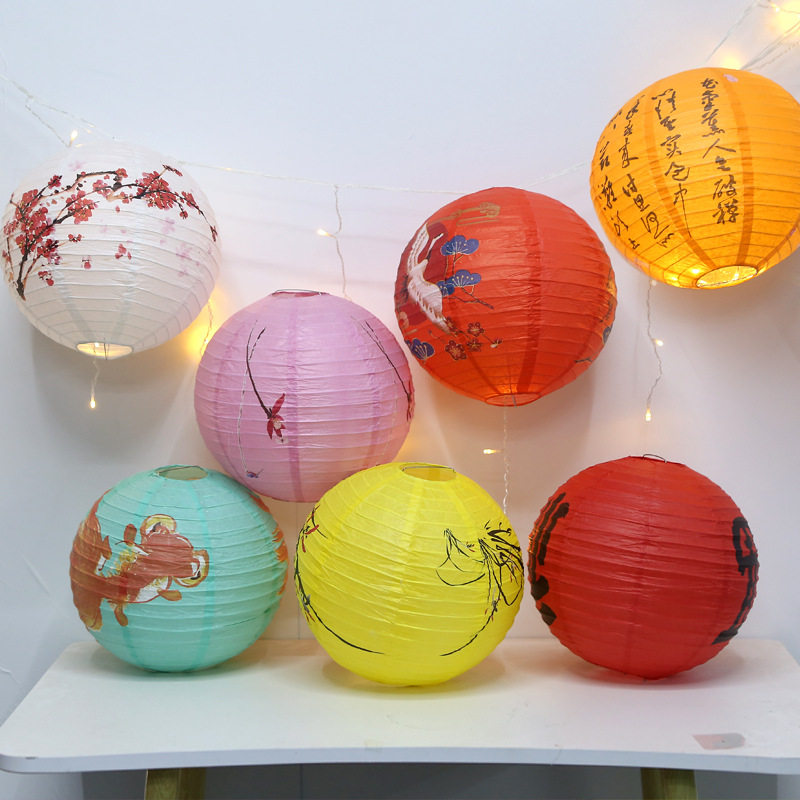 Китайский фонарик 1pc printed flower round paper lantern wedding birthday part