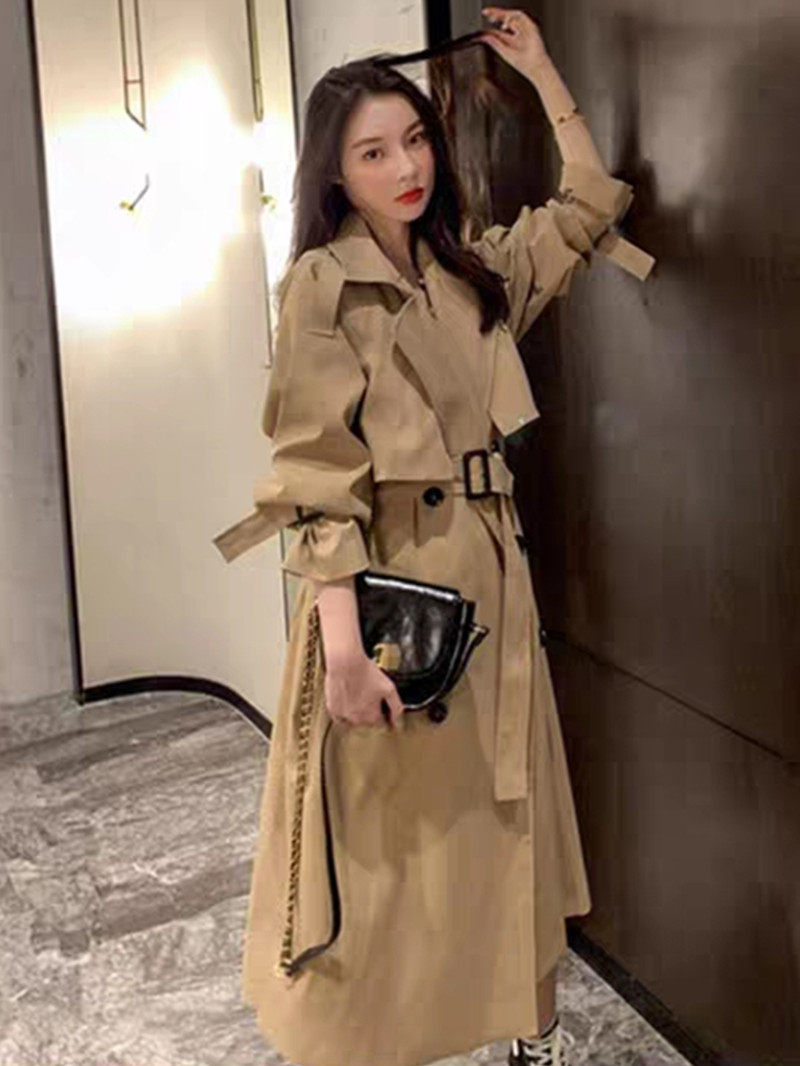吹风机炫彩贴 turn down collar v neck double breasted nch coat women winte OTHER