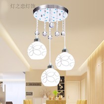 LED crystal restaurant chandelier three-head creative bar high-end table dining room lamps modern simple personality single-head chandelier
